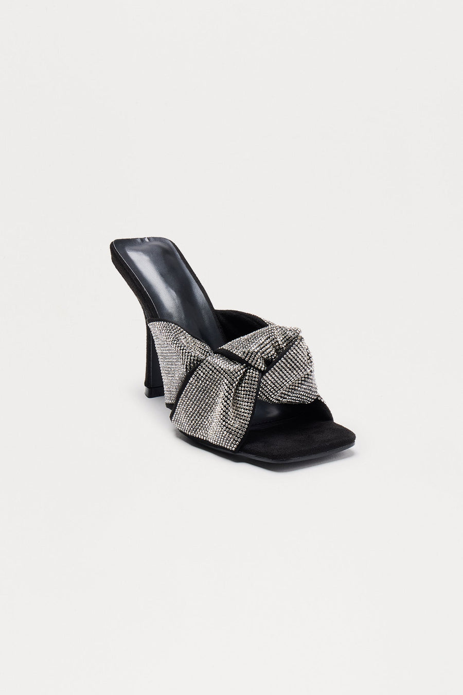 Bellini Rhinestone Knot Mules - Black