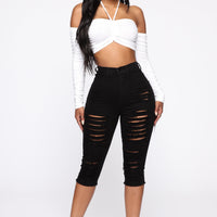 Live In My Skinny Denim Capri Jeans - Black