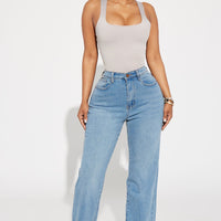 Classic 90s Low Stretch Straight Leg Jeans - Vintage Blue Wash
