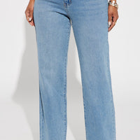 Classic 90s Low Stretch Straight Leg Jeans - Vintage Blue Wash
