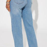 Classic 90s Low Stretch Straight Leg Jeans - Vintage Blue Wash