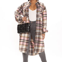 Plaid Girls Club Shacket - Pink/combo