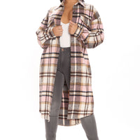 Plaid Girls Club Shacket - Pink/combo