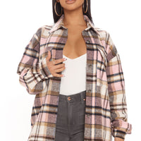 Plaid Girls Club Shacket - Pink/combo