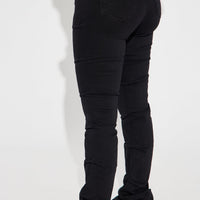 See Me High Rise Stacked Straight Leg Jeans - Black