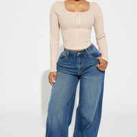 Chelsea Drop Waist Baggy Jeans - Medium Wash