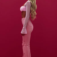 Mystery Solved Extreme Bell Bottom Jeans - Blush