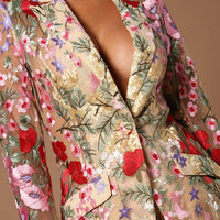 Erin Embroidered Blazer - Nude/combo