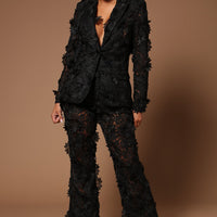 Denise Embroidered Blazer - Black