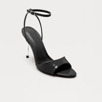 Annabeth Faux Patent Pointed Toe Heels - Black