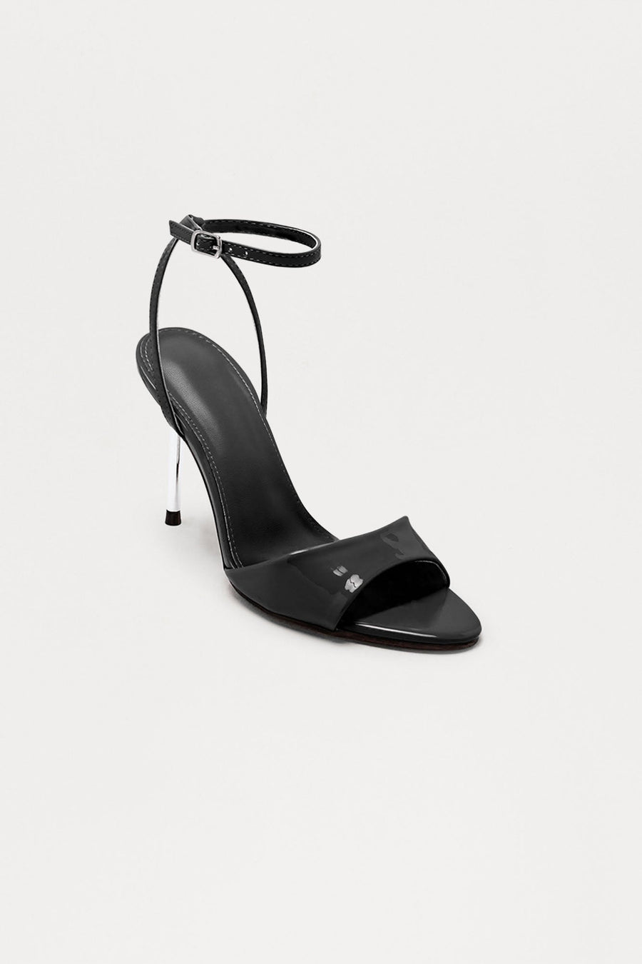 Annabeth Faux Patent Pointed Toe Heels - Black