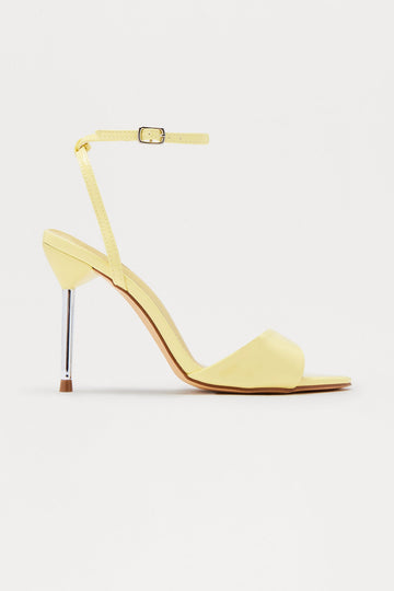 Annabeth Faux Patent Pointed Toe Heels - Yellow