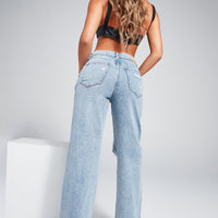 Topanga 90's Ripped Straight Leg Jeans - Medium Wash