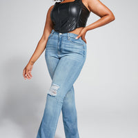 Tall Jessie Mid Rise Distressed Bootcut Jean - Light Blue Wash