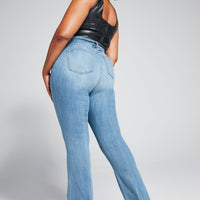 Tall Jessie Mid Rise Distressed Bootcut Jean - Light Blue Wash