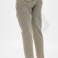 Sahara Tinted Ripped Mom Jean - Medium Wash