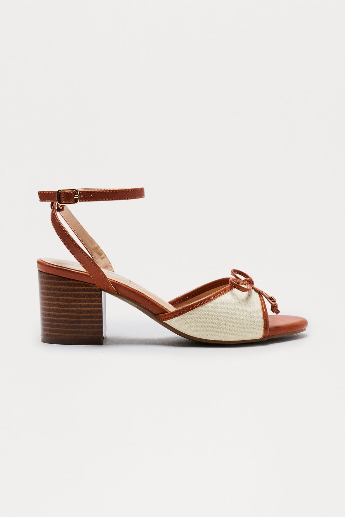 Align Bow Ankle Strap Heels - Beige/Brown