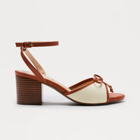 Align Bow Ankle Strap Heels - Beige/Brown