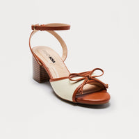 Align Bow Ankle Strap Heels - Beige/Brown
