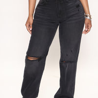 90's Nostalgia Straight Leg Jeans - Black