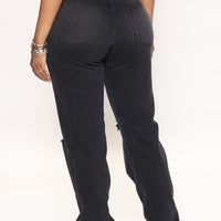 90's Nostalgia Straight Leg Jeans - Black