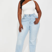 Can't You Relax Straight Leg Jeans - Light Wash