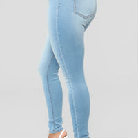 Alexa High Rise Booty Lifter Skinny Jeans - Light Blue Wash