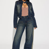 When In Rome Moto Denim Jacket - Dark Wash