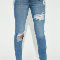 Tall Hometown Cutie Destroyed Mom Jeans - Medium Blue Wash