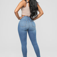 Dare Devil High Rise Skinny Jeans - Medium Blue Wash