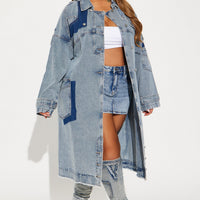 All Mixed Up Denim Trench - Light Wash