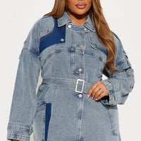 All Mixed Up Denim Trench - Light Wash