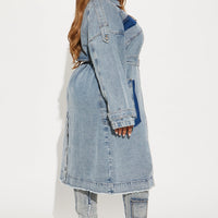 All Mixed Up Denim Trench - Light Wash