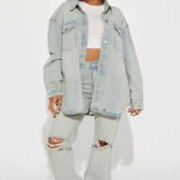 Far Away Tinted Non Stretch Straight Leg Jeans - Light Wash