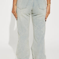 Far Away Tinted Non Stretch Straight Leg Jeans - Light Wash