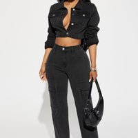 Non Disclosure Stretch Straight Leg Jeans - Black Wash