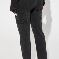 Non Disclosure Stretch Straight Leg Jeans - Black Wash