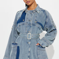 All Mixed Up Denim Trench - Light Wash