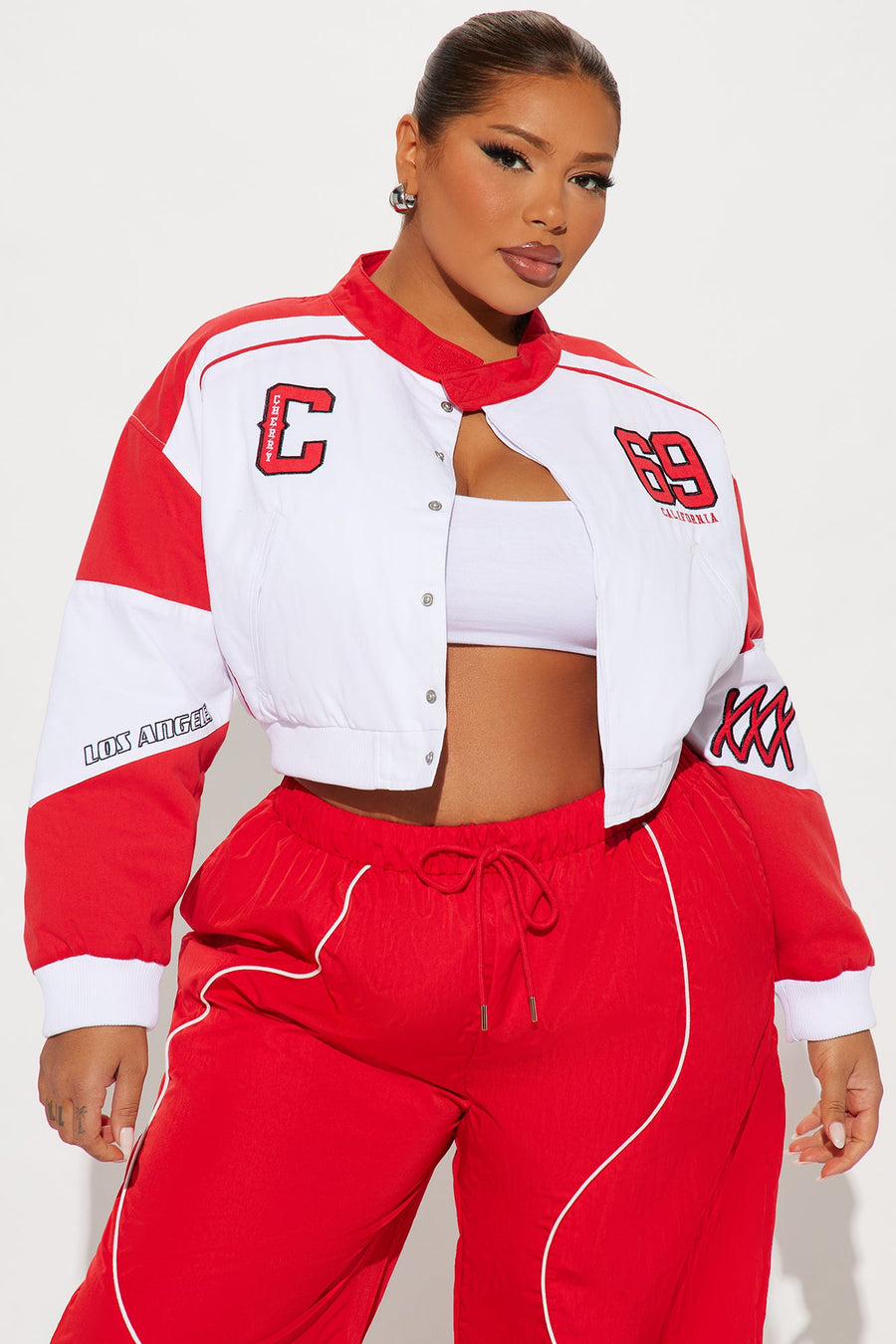 Cherry Bomb Bomber Jacket - Red/combo
