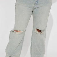 Far Away Tinted Non Stretch Straight Leg Jeans - Light Wash