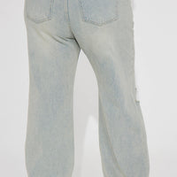 Far Away Tinted Non Stretch Straight Leg Jeans - Light Wash