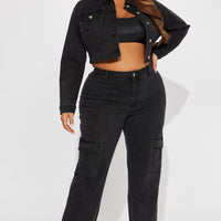 Non Disclosure Stretch Straight Leg Jeans - Black Wash