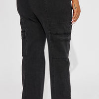 Non Disclosure Stretch Straight Leg Jeans - Black Wash