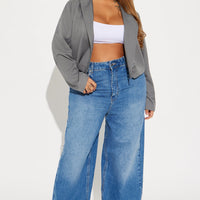 About My Business Cropped Blazer - Grey