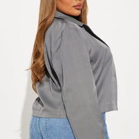 About My Business Cropped Blazer - Grey