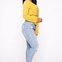 Keep Coming Back Boyfriend Jeans - Light Blue Wash