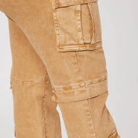Main Squeeze Mid Rise Straight Leg Cargo Jeans - Khaki