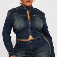 When In Rome Moto Denim Jacket - Dark Wash