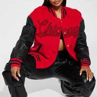 Chi Town Girl Bomber - Red/Black