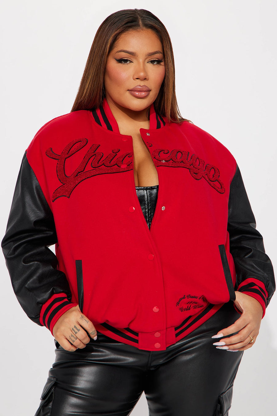 Chi Town Girl Bomber - Red/Black